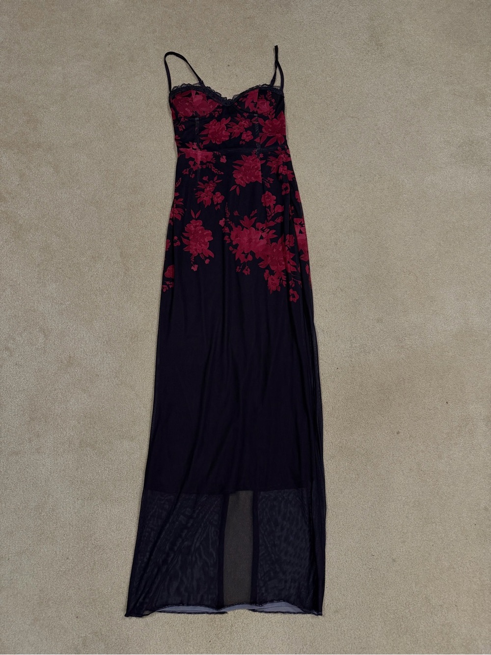 House of CB Plum Floral Lace Slip Maxi Dress - Picture 5 of 5